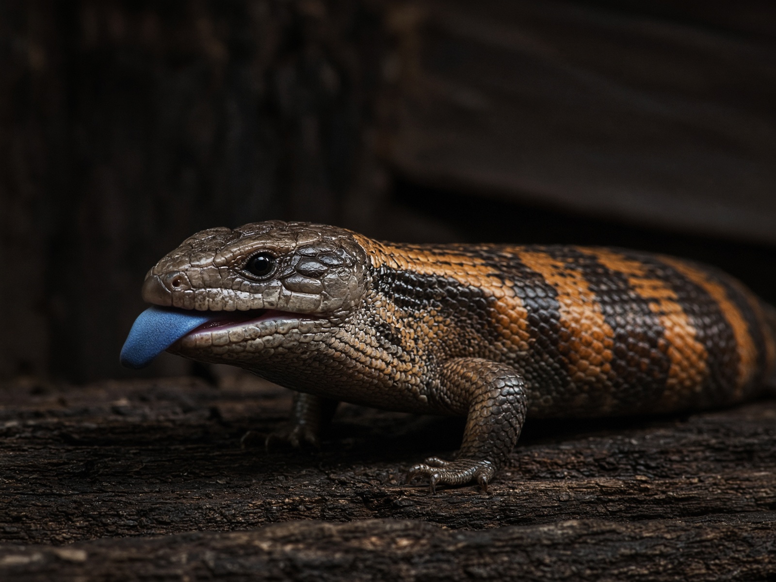 Blue-tongue skink portrait